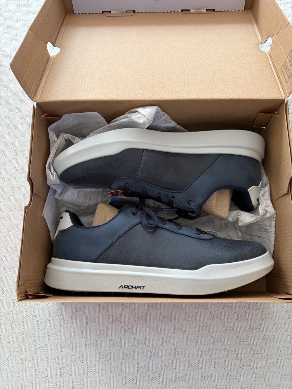 Skechers Arch Fit Men's Navy and White Casual Athletic Sneakers
